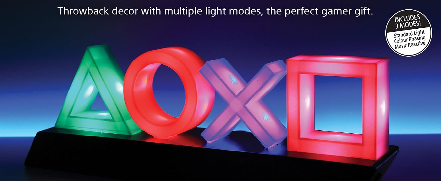 A promotional image of the PlayStation icon lights from Paladone. 