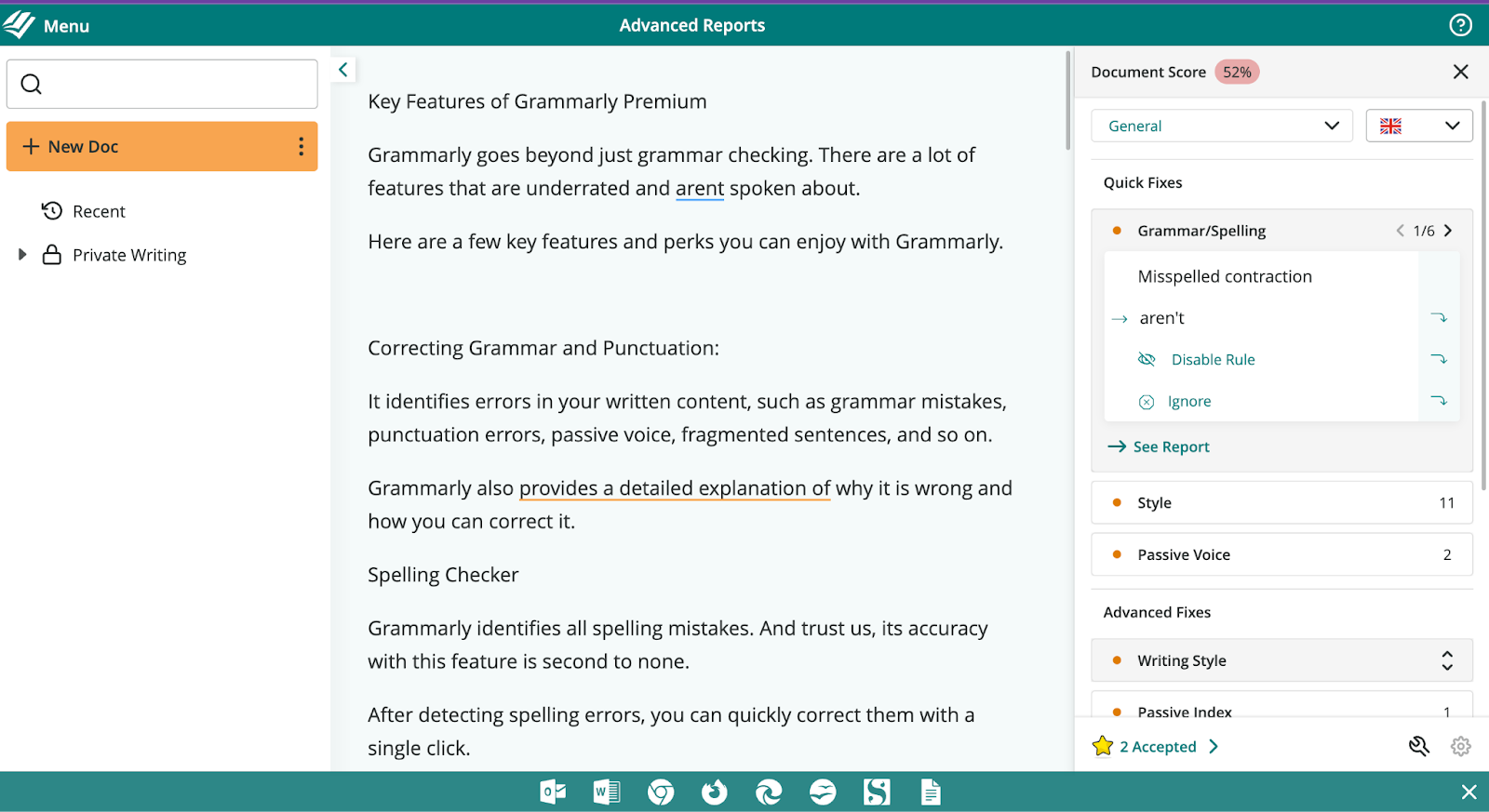 ProWritingAid vs Grammarly -accuracy