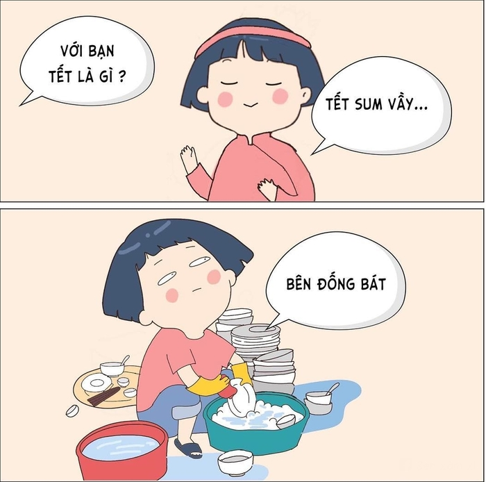 Meme về dọn nhà cửa dịp Tết