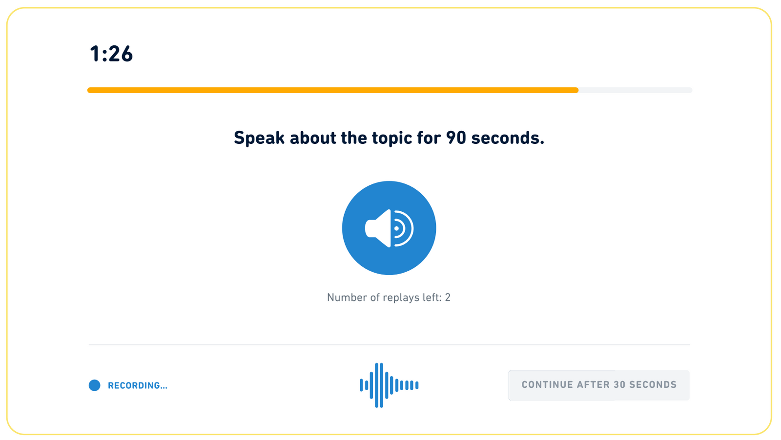 "Listen then Speak" Duolingo English Test question