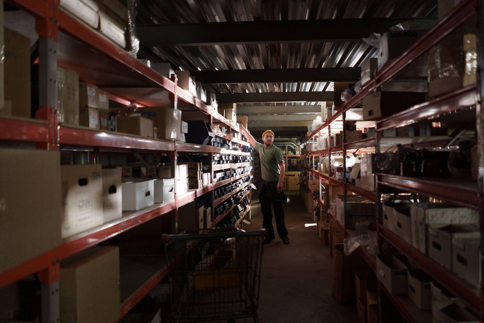 a man working in a warehouse