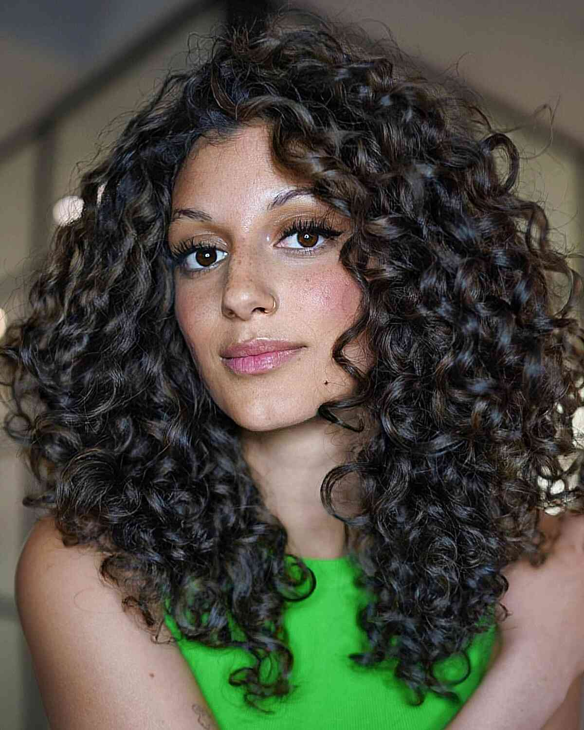 Dark Brunette Layered Curls
