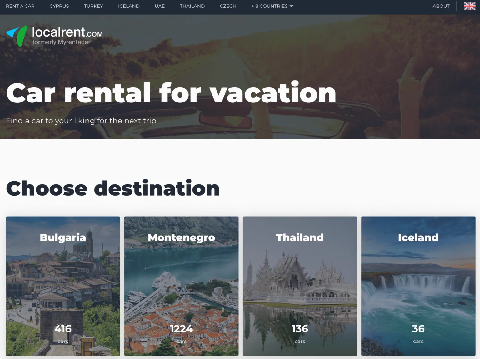 localrent car rental home page