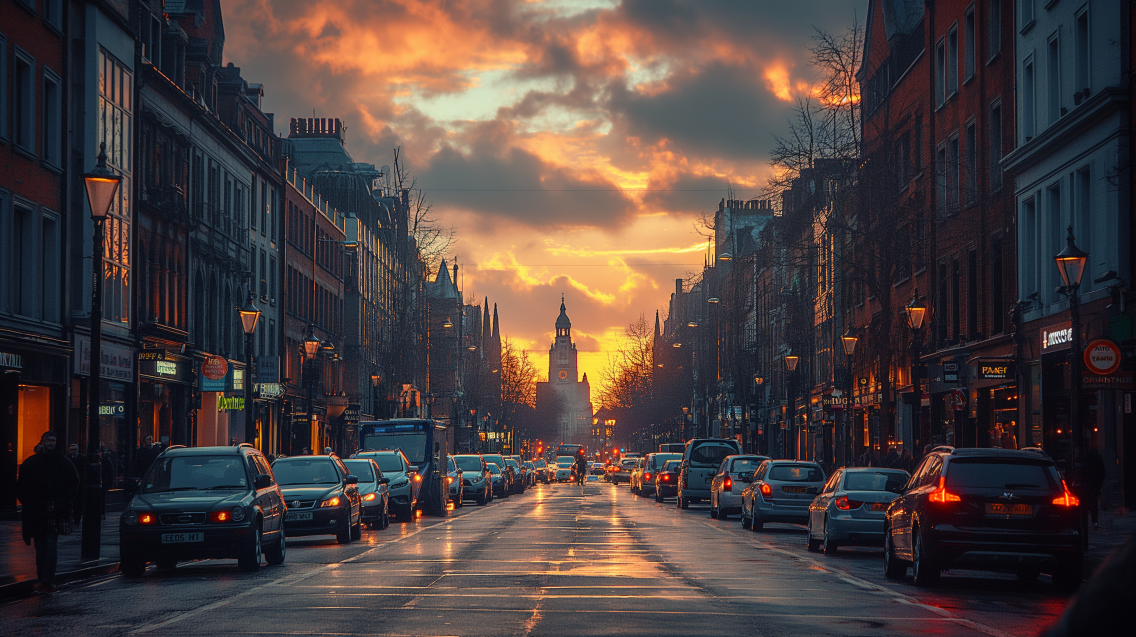 The streets of Dublin, bustling with energy and culture. 