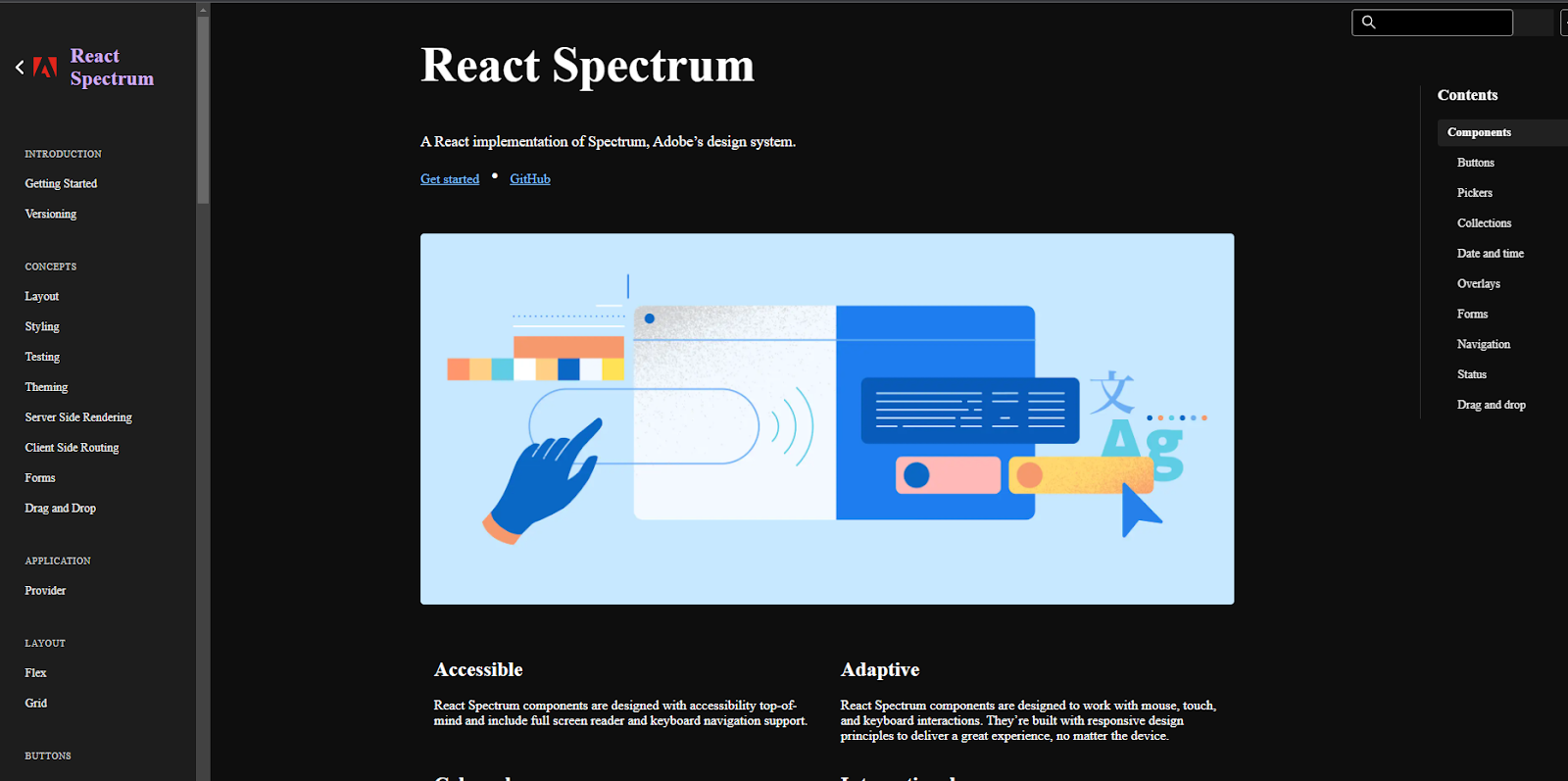 react spectrum js frameworks