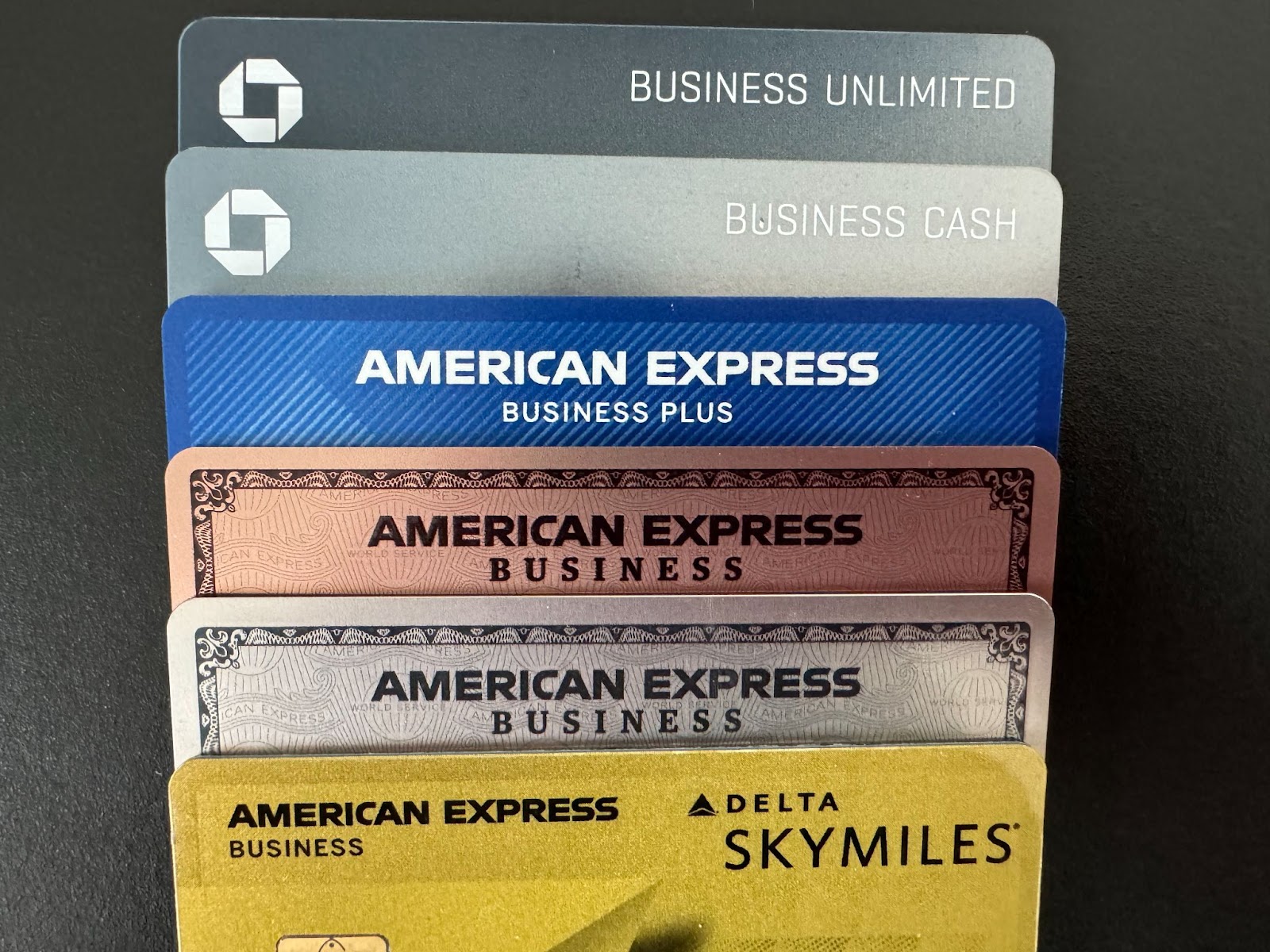 Business credit cards from American Express and Chase, including AMEX platinum