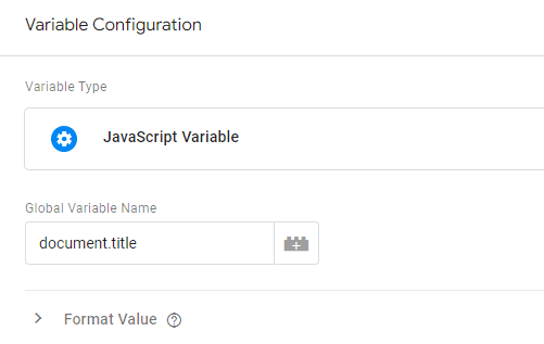 Let the global variable name for the 404 error variable  in GTM be document.title