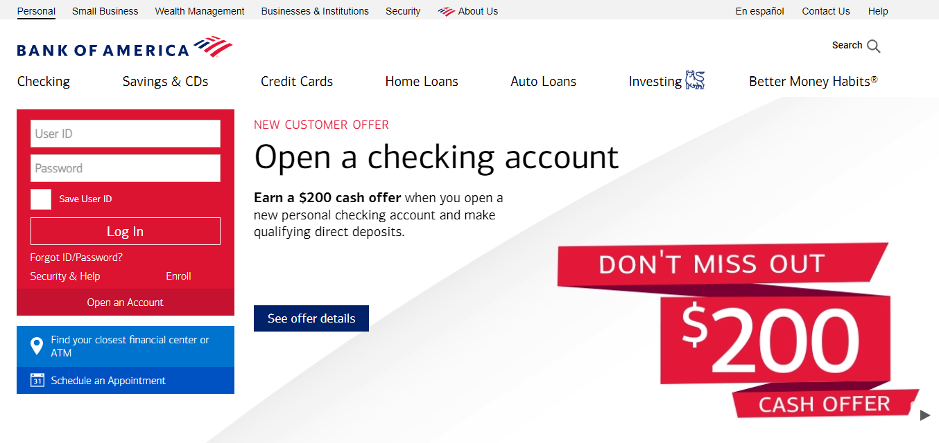 login to your bank of America web portal