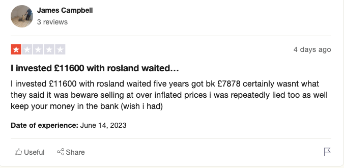 Rosland Capital Complaints example
