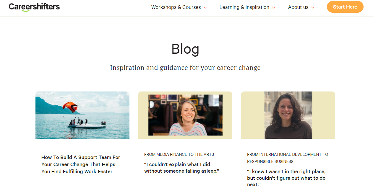 Careershifters - Blog Web Page