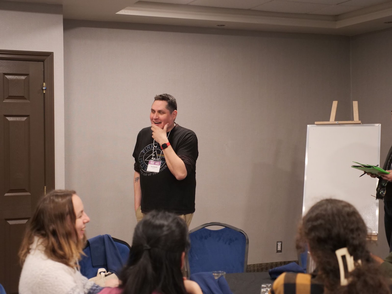 Cree and Métis poet, Tyler Pennock leads a Creating Centos Workshop. 