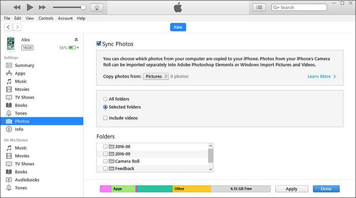 delete photos from iTunes