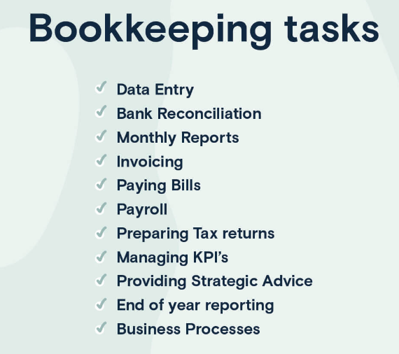 Image describing bookkeeping tasks
