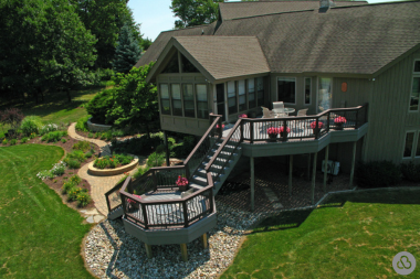 top deck layouts for your outdoor living space multi level design with dining area custom built michigan
