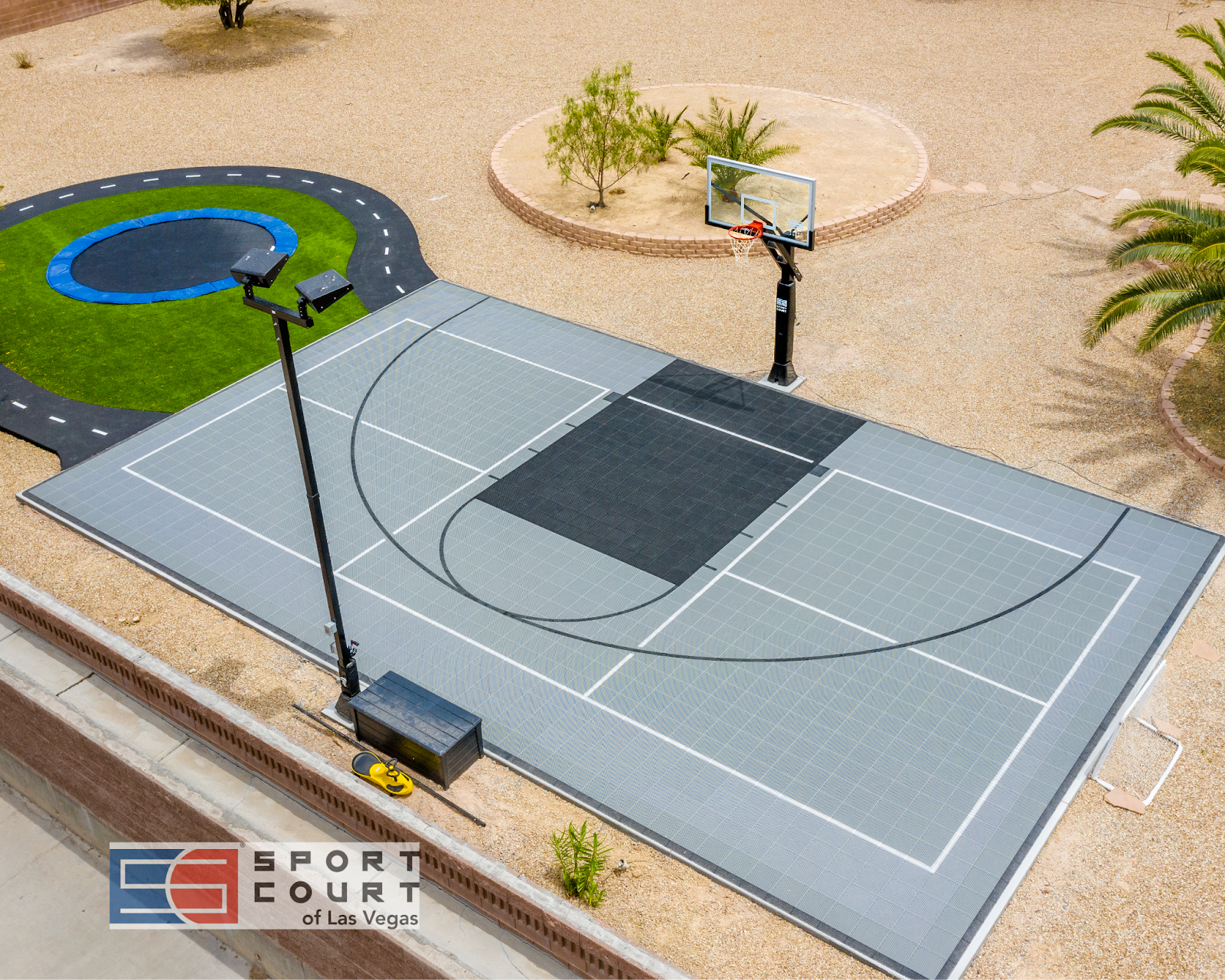 Backyard court at home in Las Vegas, Nevada