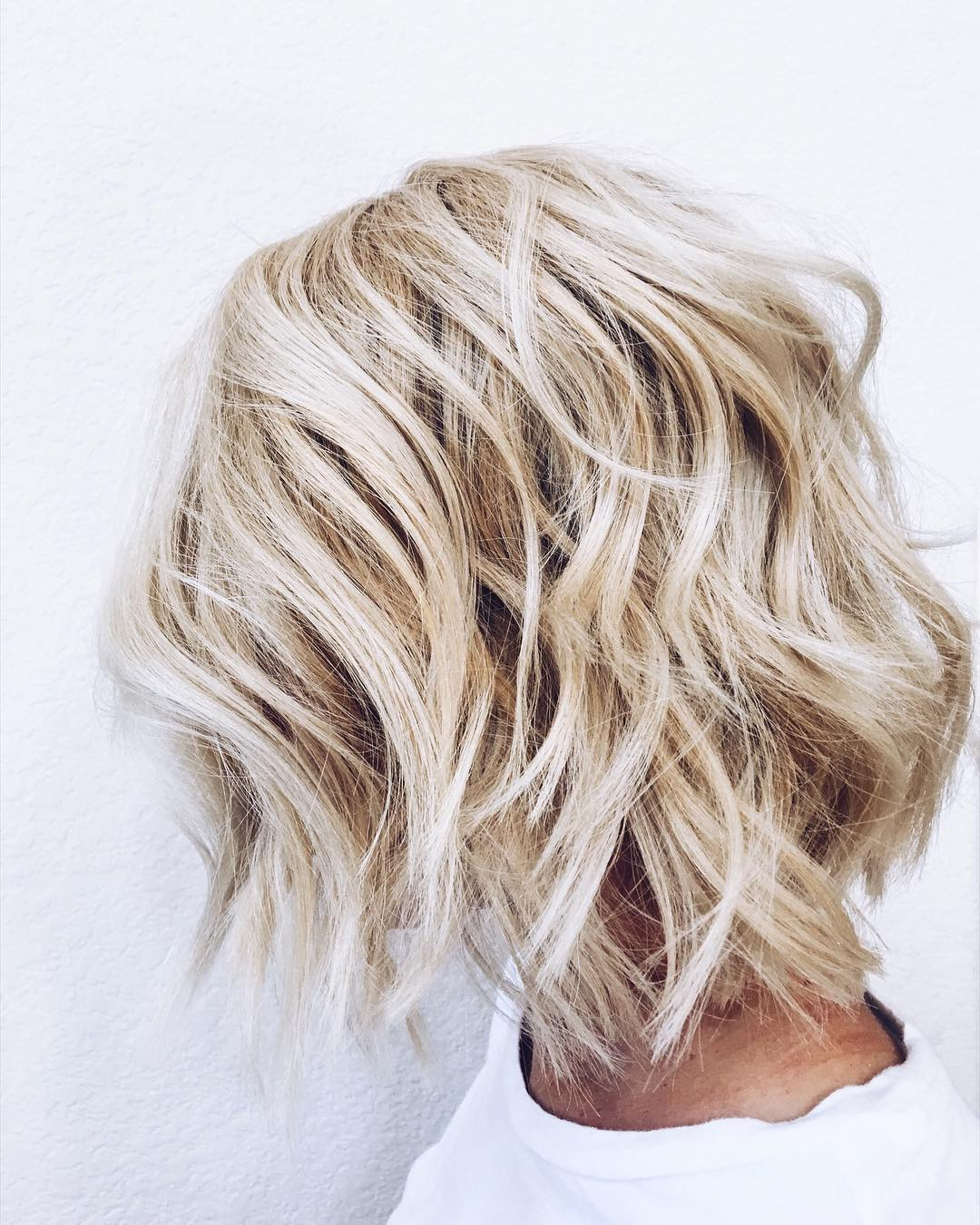 White Blonde Shaggy Bob Gorgeous Medium Length Hairstyles