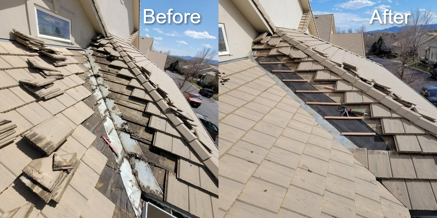 Before and after roofing renovation