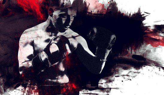 Graphic of MMA driver against black and red background