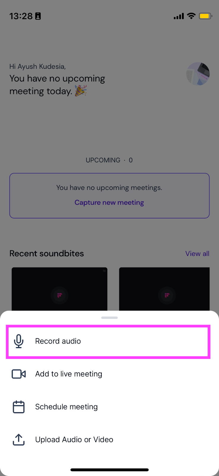Record a phone call on iphone - Using the Fireflies mobile app