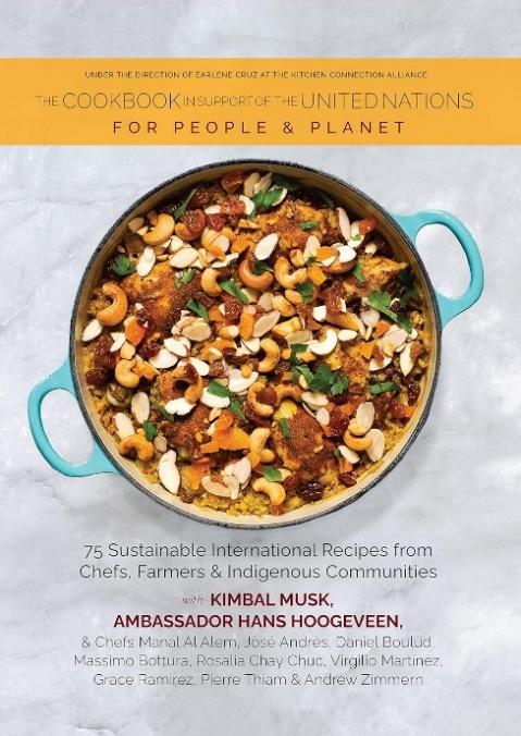 A book cover with a pot of mixed nuts and veggies.