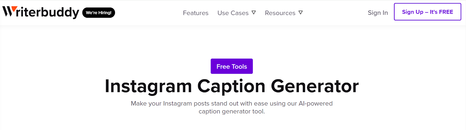 WriterBuddy AI's Instagram Caption Generator