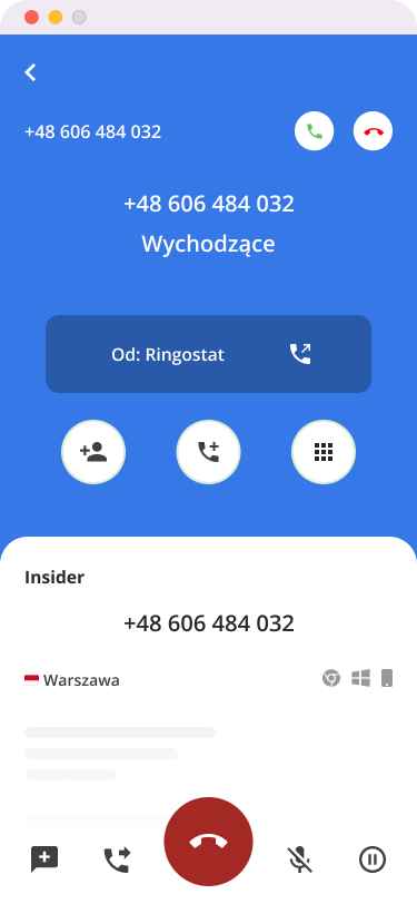 telefonia, aplikacja do dzwonienia Ringostat, mini-CRM z kontaktami klientów w aplikacji do połączeń