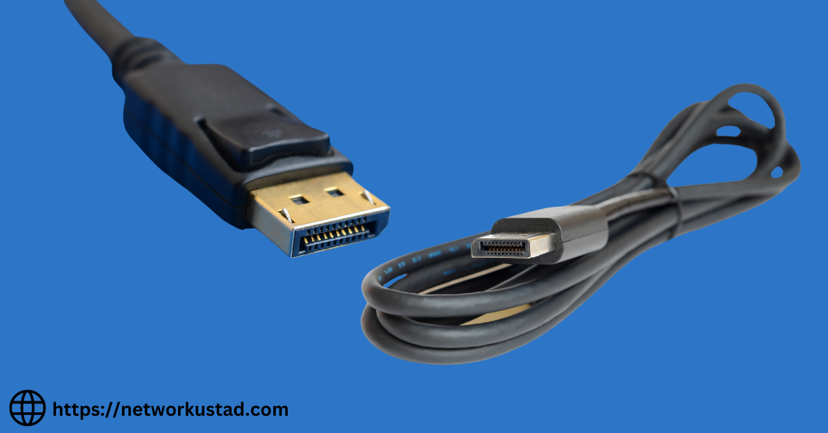 An image showcasing various types of DisplayPort cables.