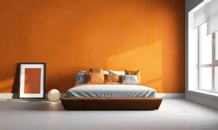 Colour combinations for bedroom walls #20: white and orange.