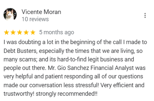 A positive debt Busters review from someone who was happy to find a legit debt relief business to work with. 