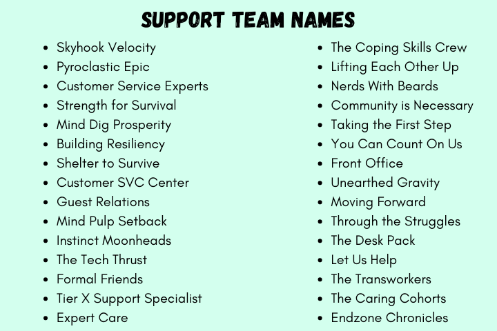 220 Support Team Names That Are Awesome 2024 