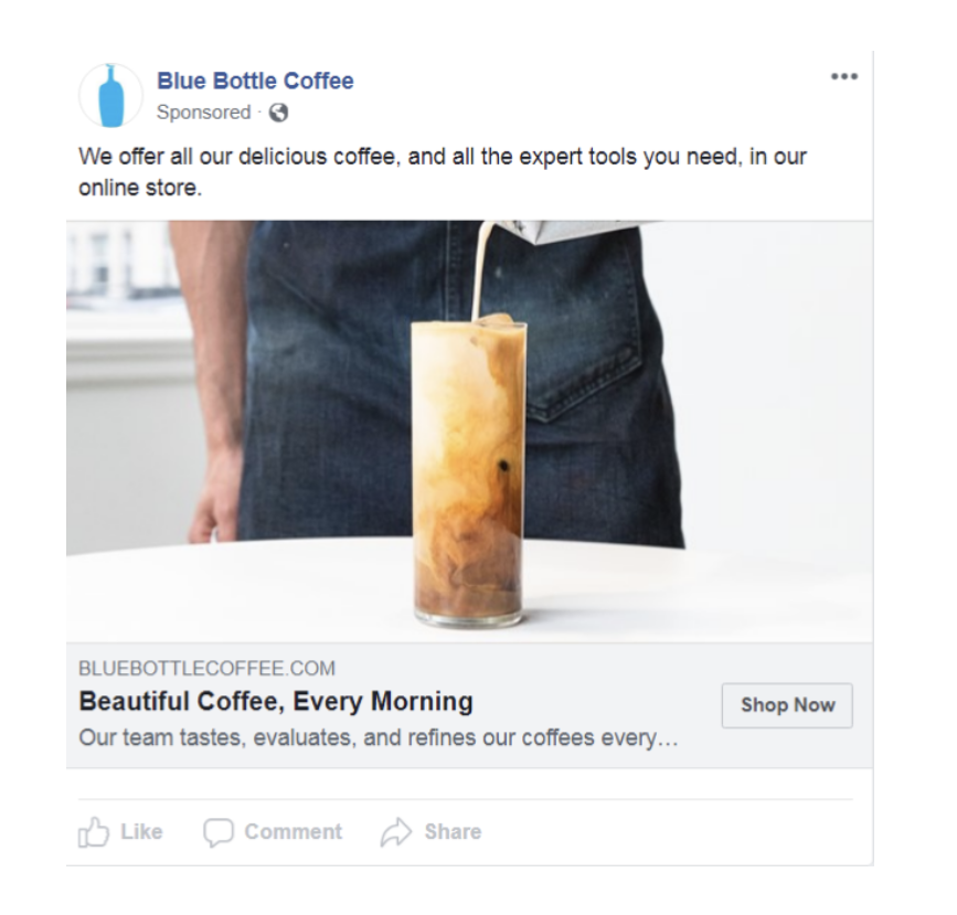 Blue Bottle Coffee Paid Facebook Ad