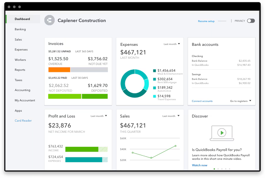 QuickBooks Design and Functionality