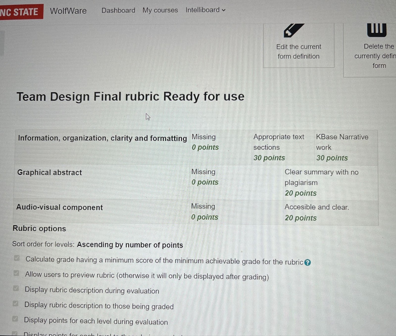 Team Design Final rubric