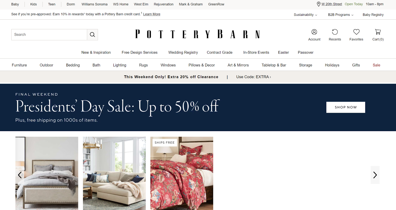 Pottery Barn home page