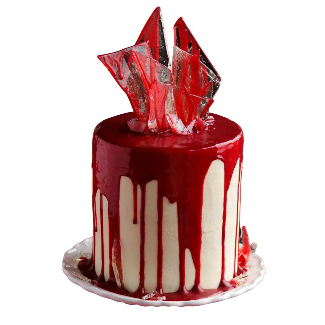 Red Velvet Bloody Mary Cake Design Image by Belly Amy's
