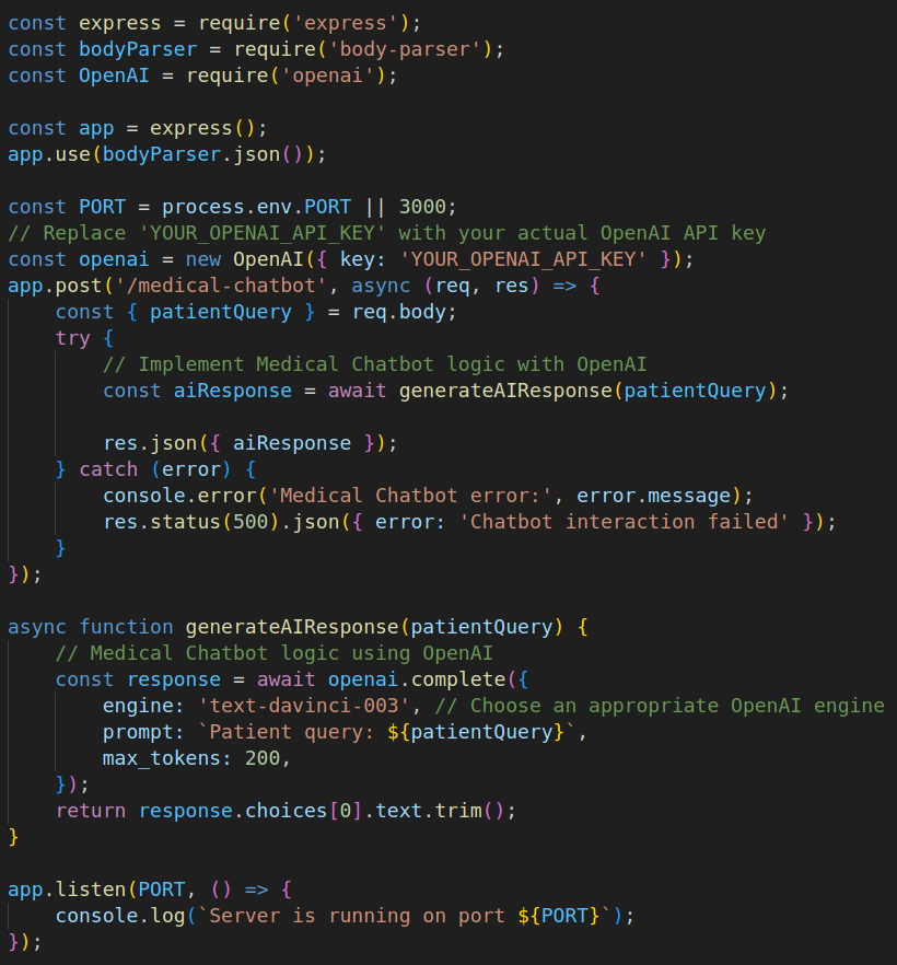 Create an Express Server for Medical Chatbot