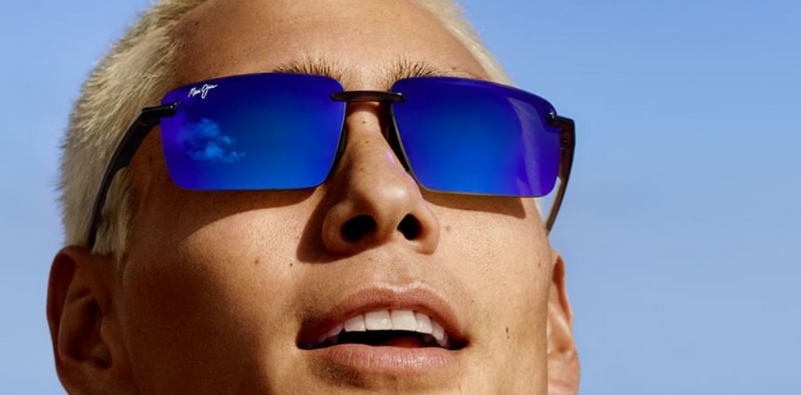 A close-up of a person wearing sunglassesDescription automatically generated