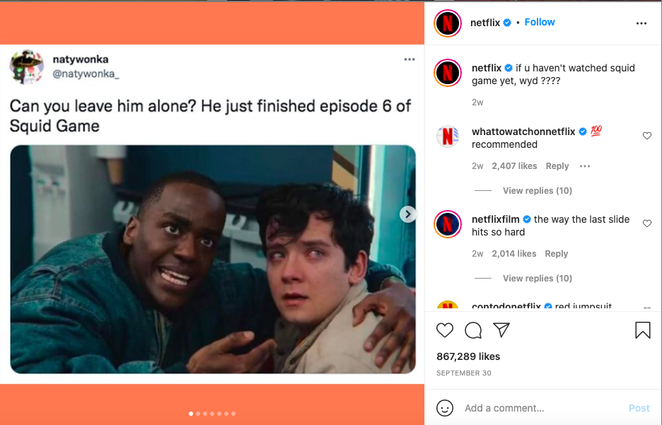 Netflix social media account