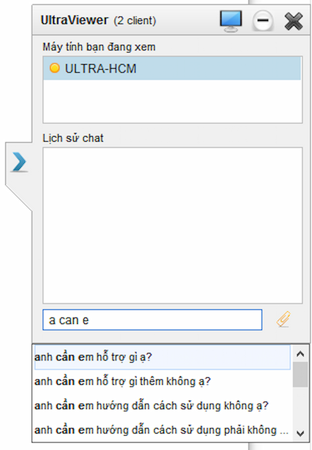 Khung chat của phần mềm UltraViewer