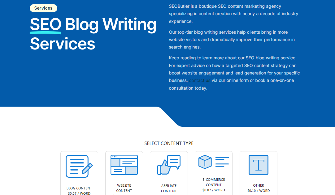 SEOButler - an Agency that Provides SEO Blog Post Writing Services
