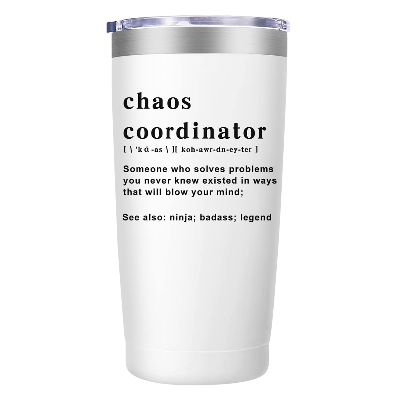 Gifts for Men Women, Chaos Coordinator Funny Coffee Tumbler with Handle,  14Oz St