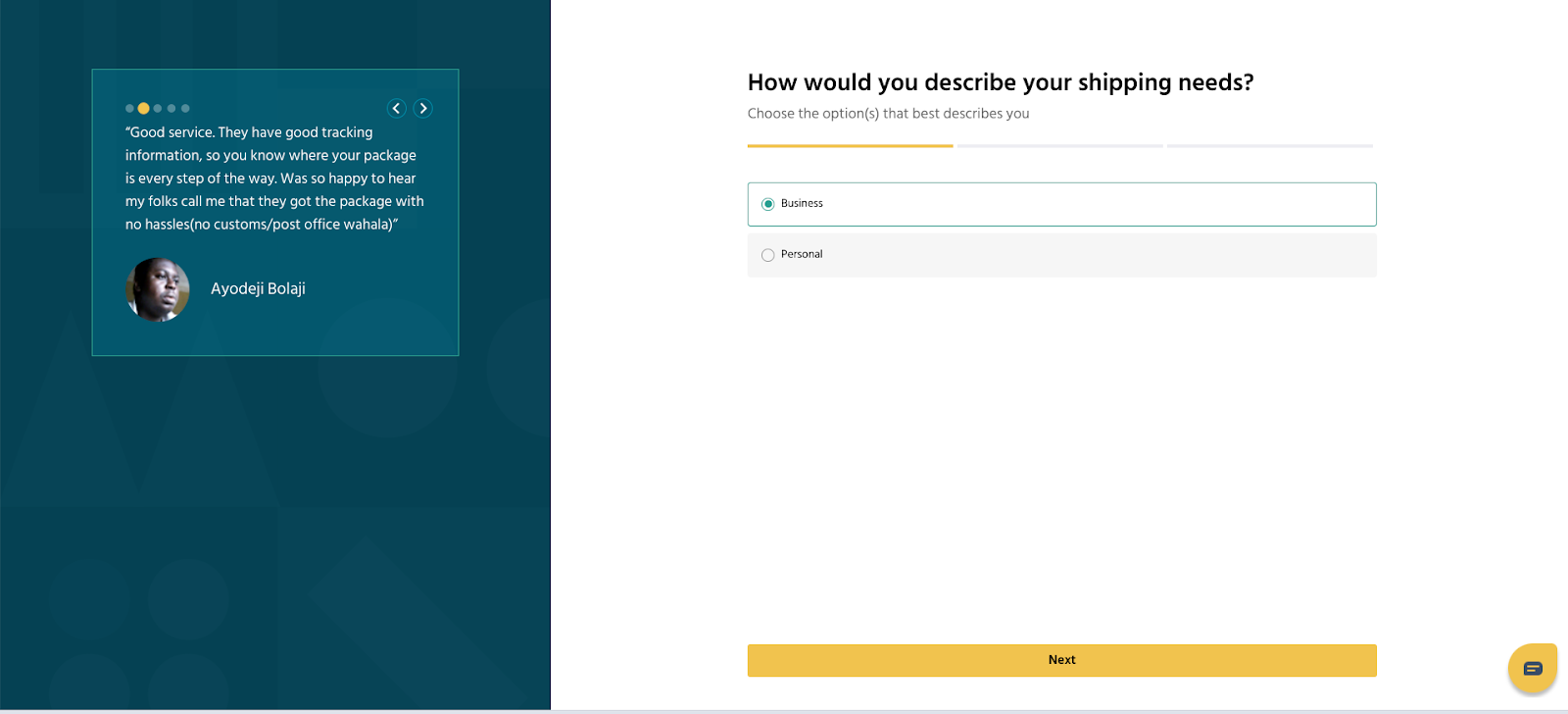 Describe your shipping needs