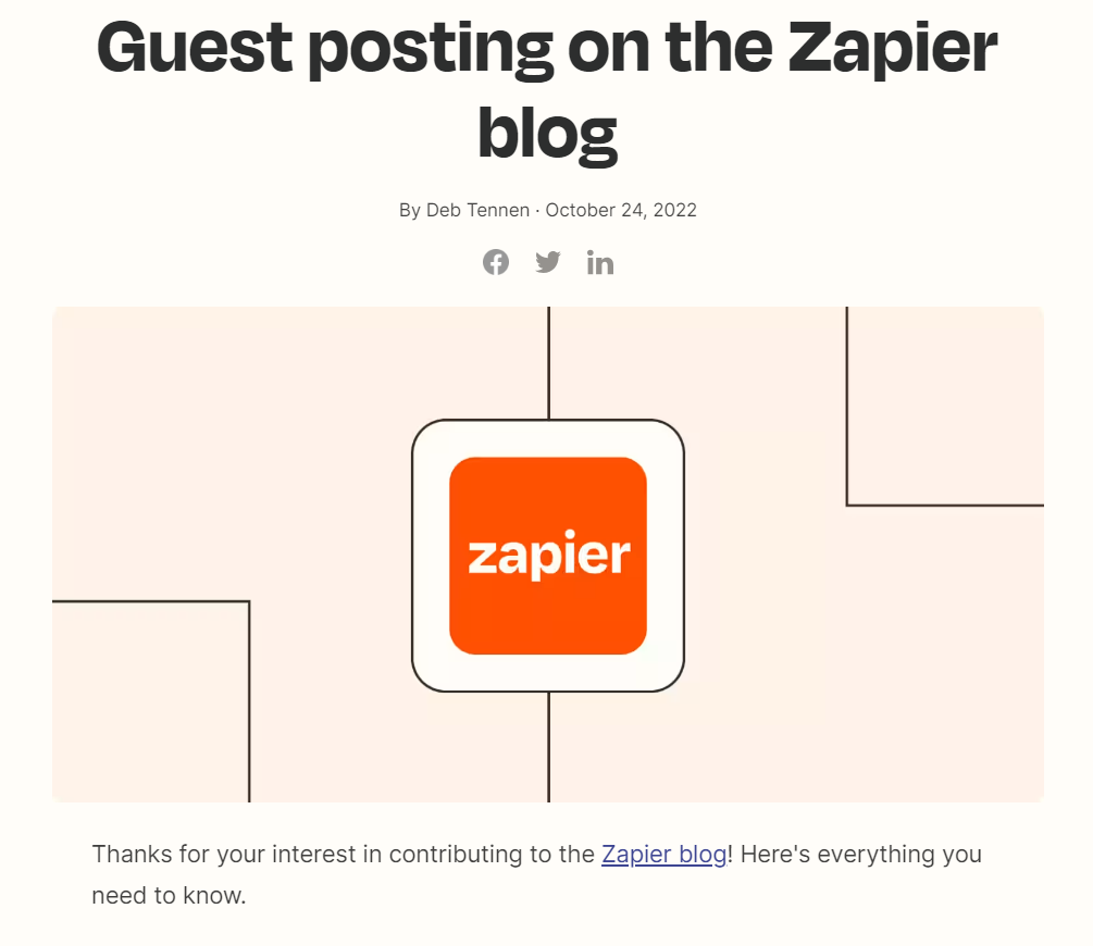 Guest blogging guidelines by Zapier Blog