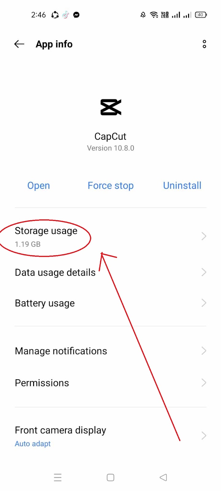 Why CapCut keeps crashing - Click Storage Usage