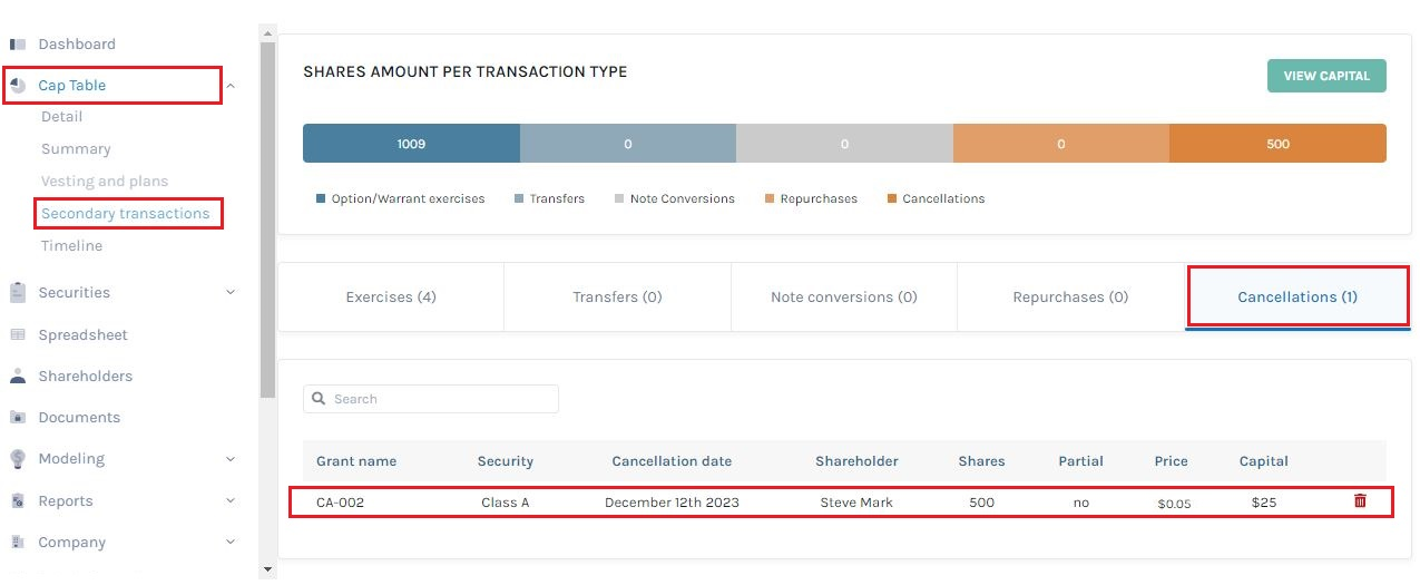 secondary transactions