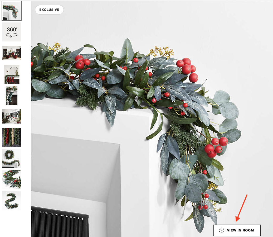 AR from Crate and Barrel for Christmas decorations
