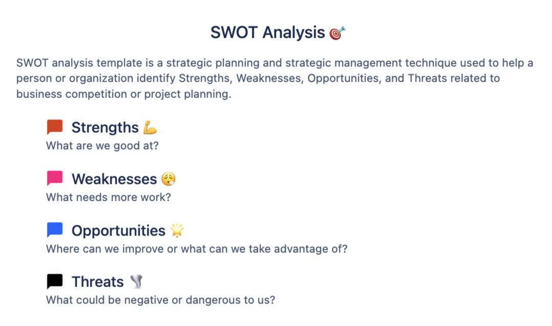 SWOT Analysis Retrospective Meeting Template