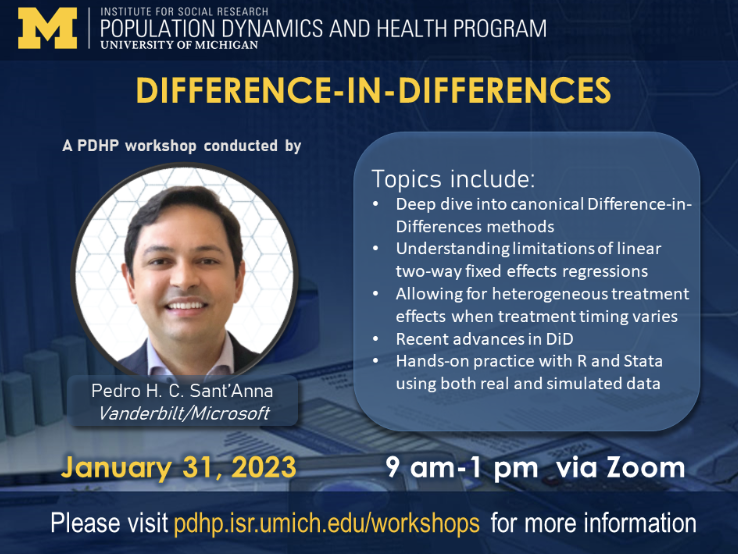 Difference in Differences Workshop presented by Pedro H. C. Sant'Anna on Jan. 21, 2023