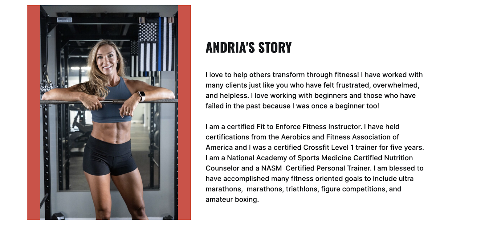 personal trainer biography