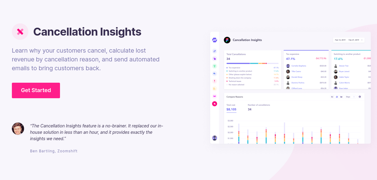  Baremetrics cancellation insights feature